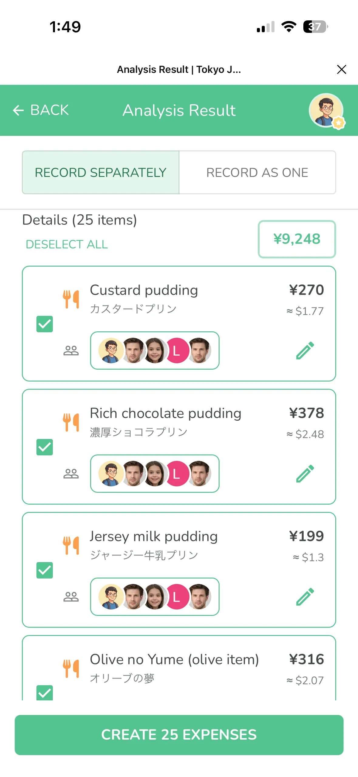 Auto-translated item names and details