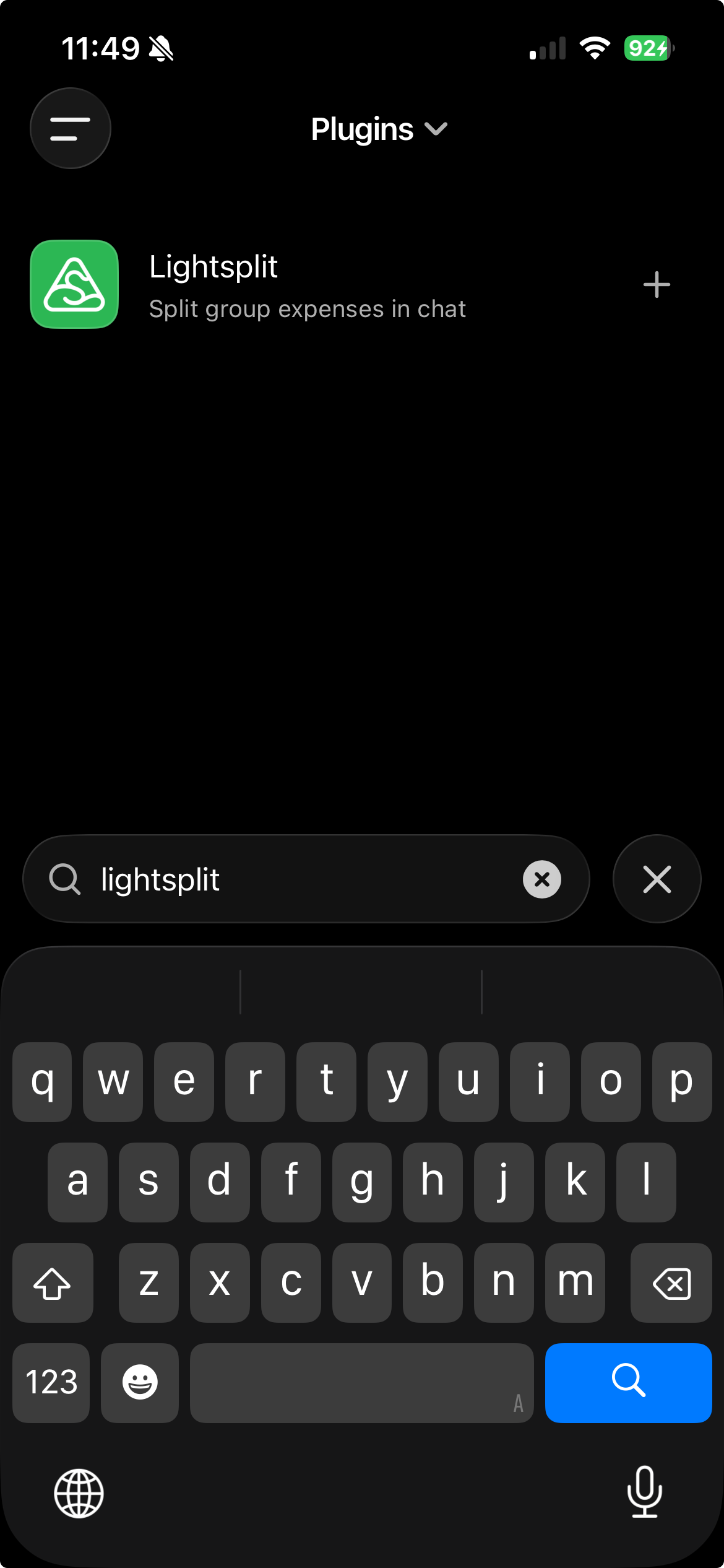 Search for Lightsplit in the ChatGPT Plugins Directory and tap the plus button to install