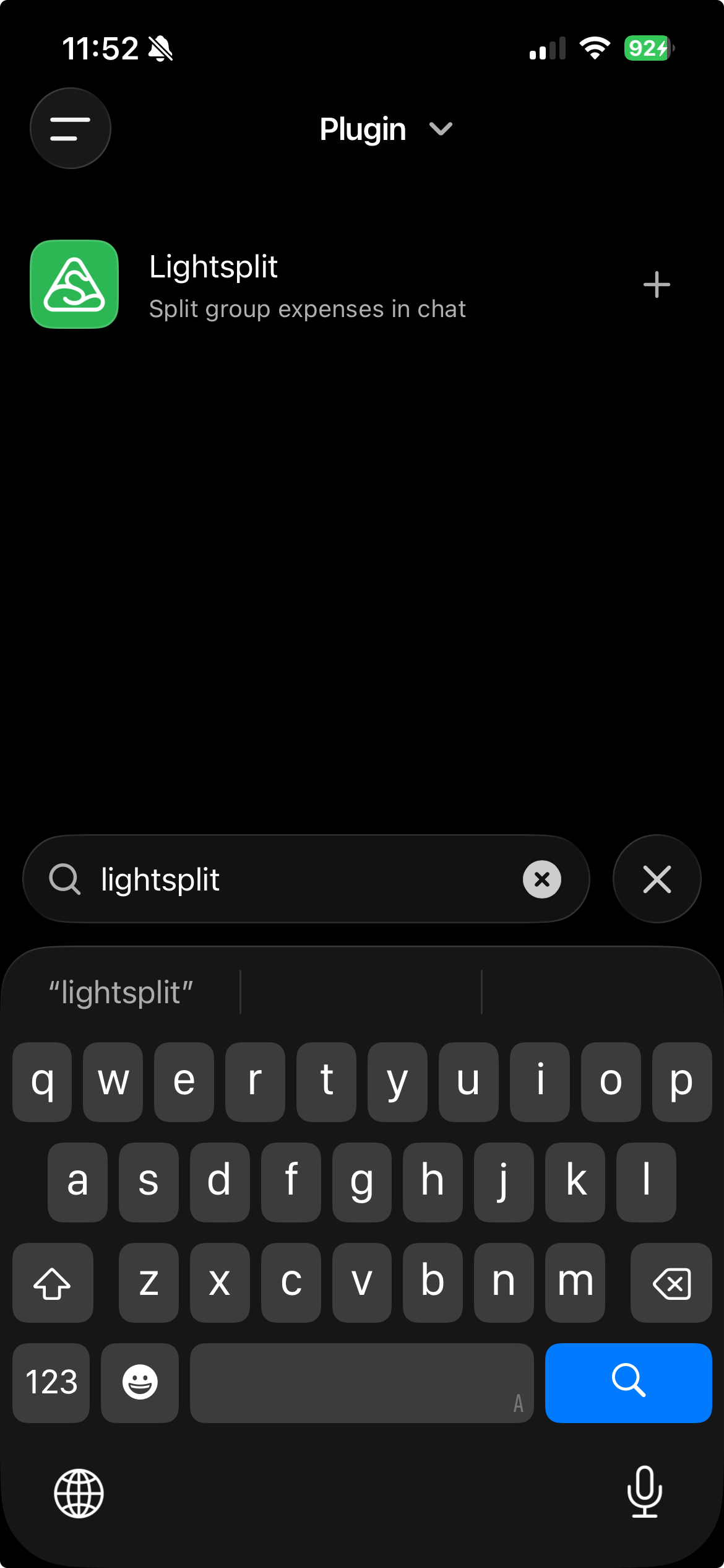 Tìm Lightsplit trong danh mục plugin ChatGPT và nhấn dấu cộng bên phải