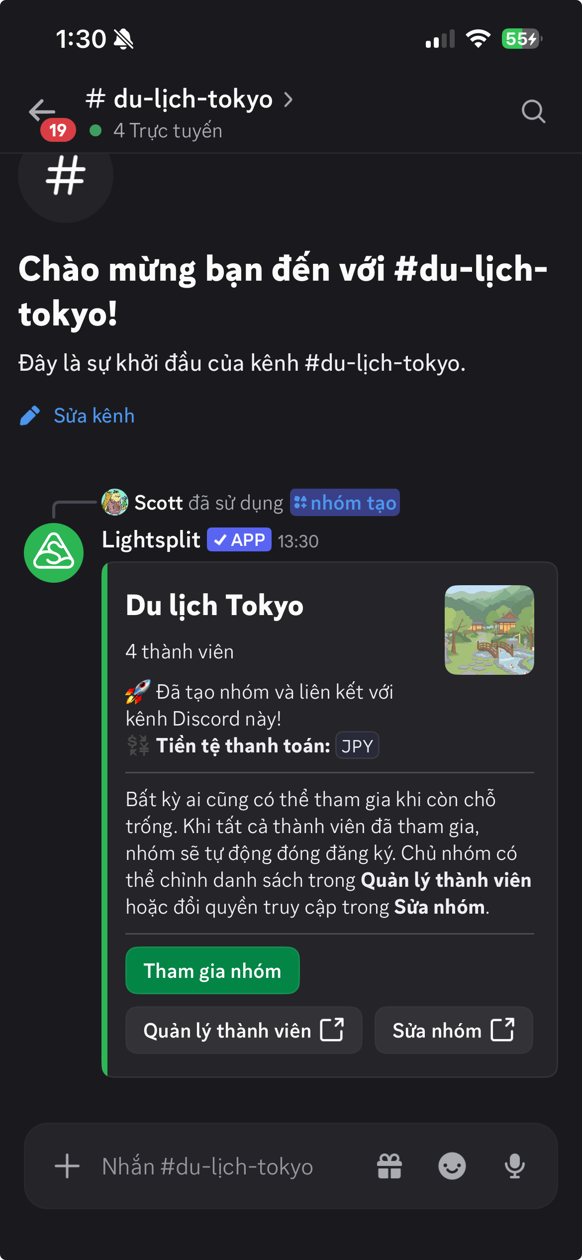 Lightsplit xác nhận đã tạo nhóm Du lịch Tokyo và liên kết với kênh Discord