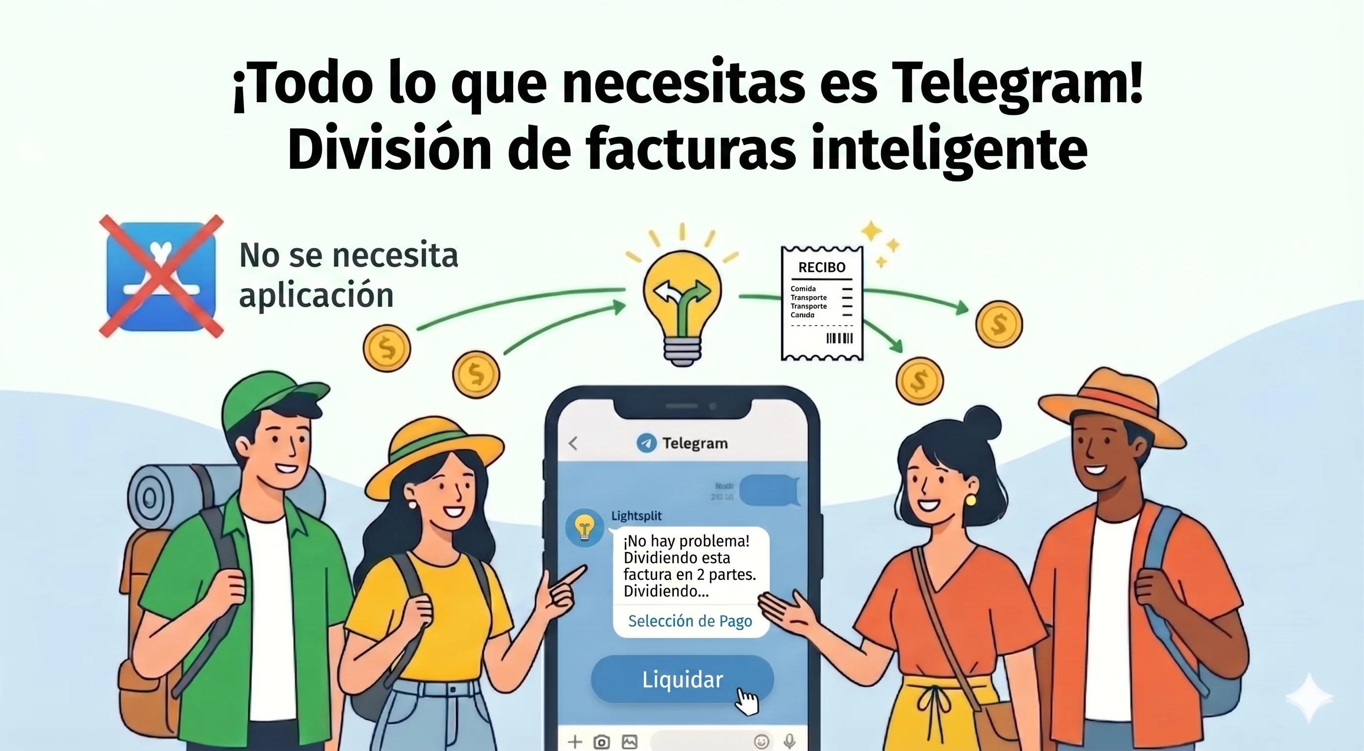 Cómo dividir gastos en Telegram con el bot de Lightsplit