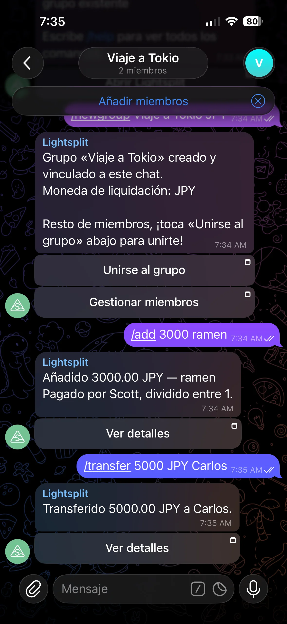 Registrar un fondo común con el comando transfer